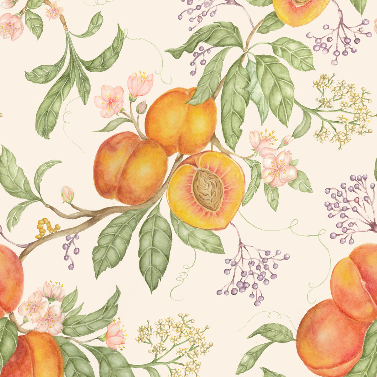 Peach Harvest Orange Wallpaper by Voyage Maison | PHARVES/WPO/MUL