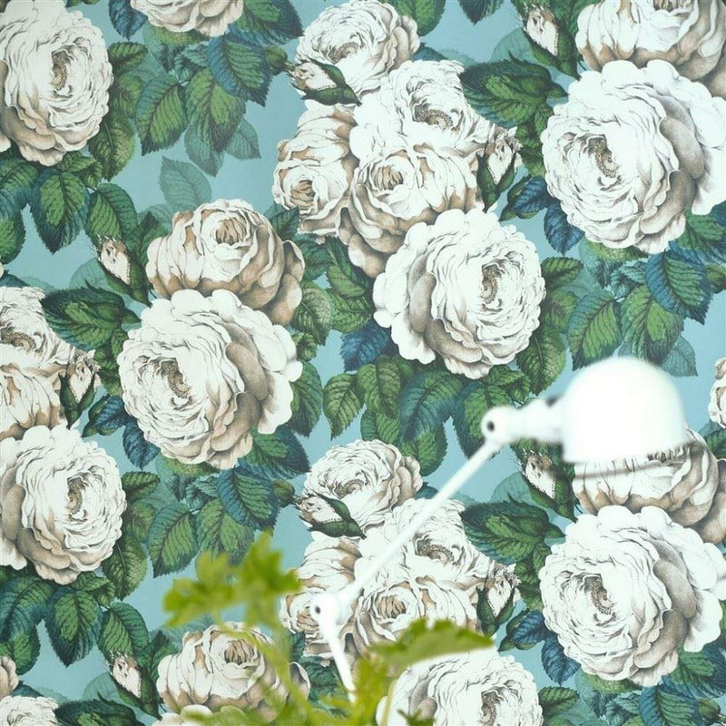 PJD6002/03 The Rose Picture Book Papers Swedish Blue Wallpaper by John Derian