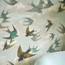 PJD6003/01 Chimney Swallows Picture Book Papers Sky Blue Wallpaper by John Derian