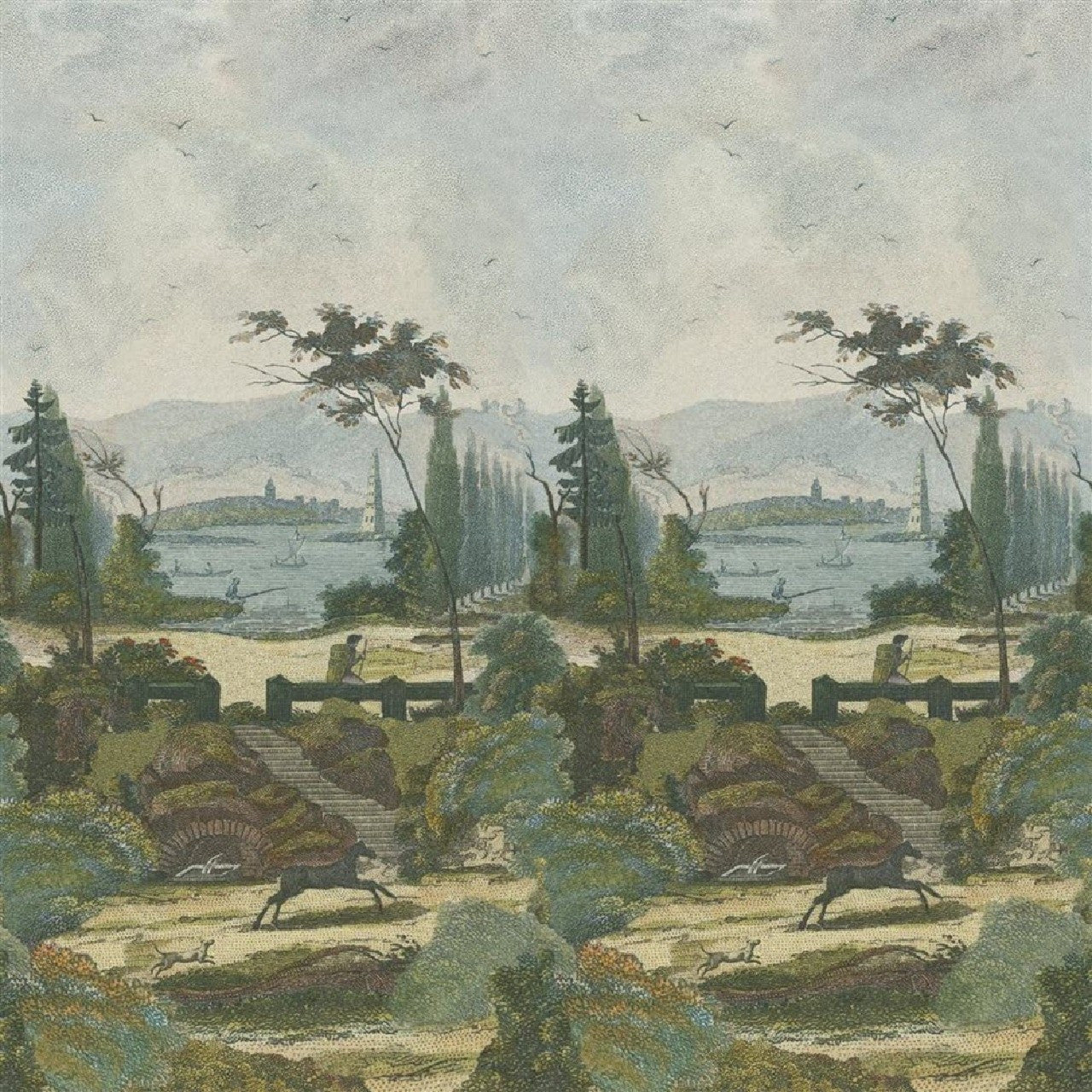 PJD6006/01 Pastoral Scene 2 Scenes and Murals Wallpaper By Designers Guild