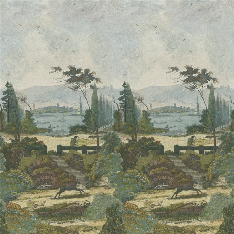 PJD6006/01 Pastoral Scene 2 Scenes and Murals Wallpaper By Designers Guild