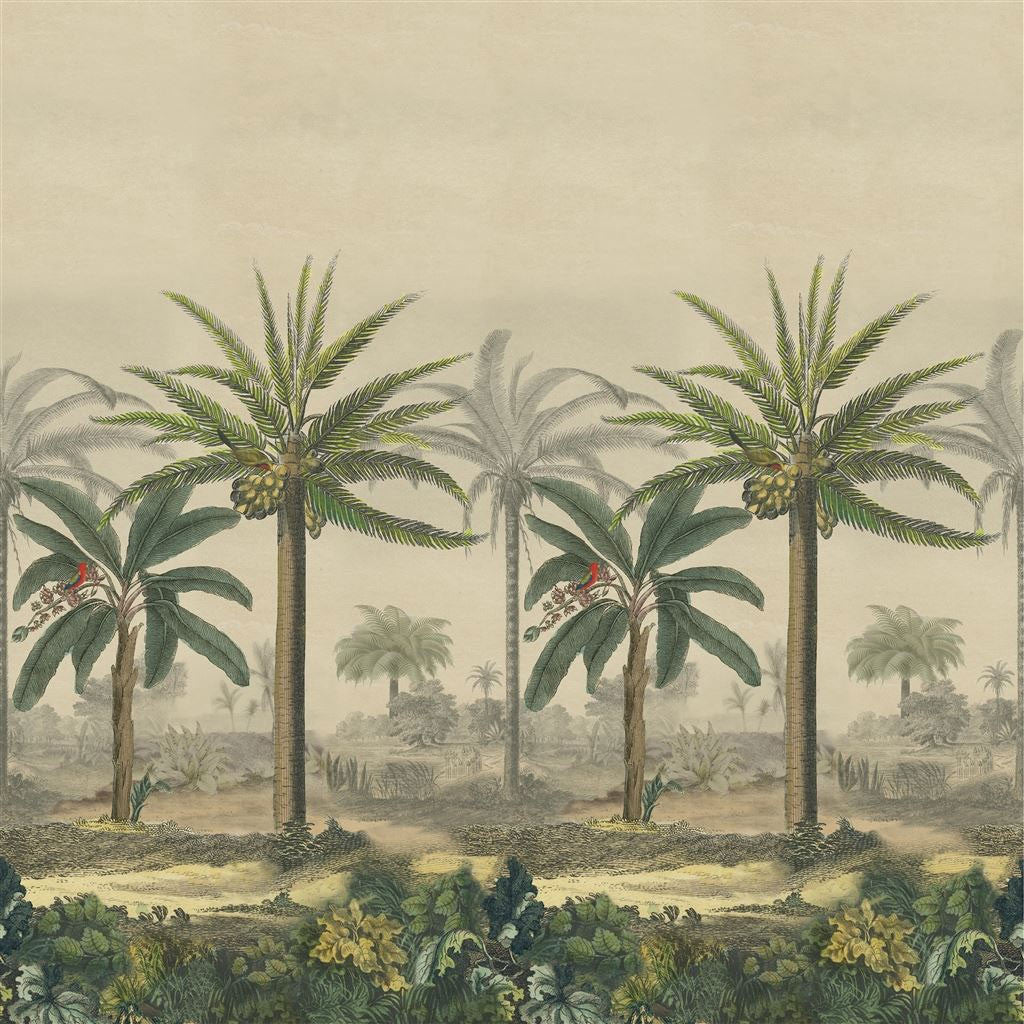 PJD6008/01 Palm Trail Scene 2 Picture Book Papers Sepia Wallpaper by John Derian