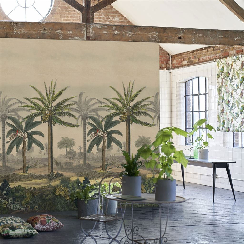 PJD6008/01 Palm Trail Scene 2 Picture Book Papers Sepia Wallpaper by John Derian