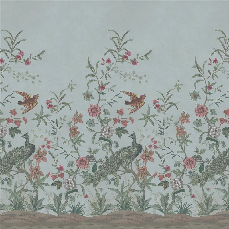 PJD6013/02 Peacock Toile Scene Picture Book Papers II Wallpaper by John Derian