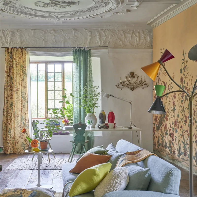 PJD6014/01 Peacock Toile Scene 2 Picture Book Papers II Wallpaper by John Derian