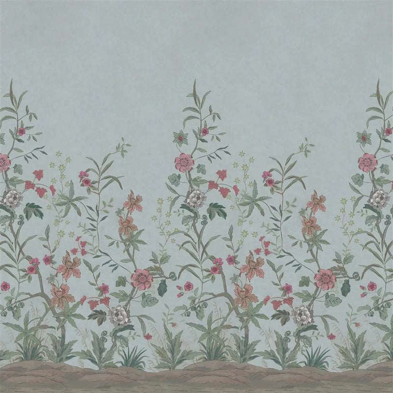 PJD6014/02 Peacock Toile Scene 2 Picture Book Papers II Wallpaper by John Derian