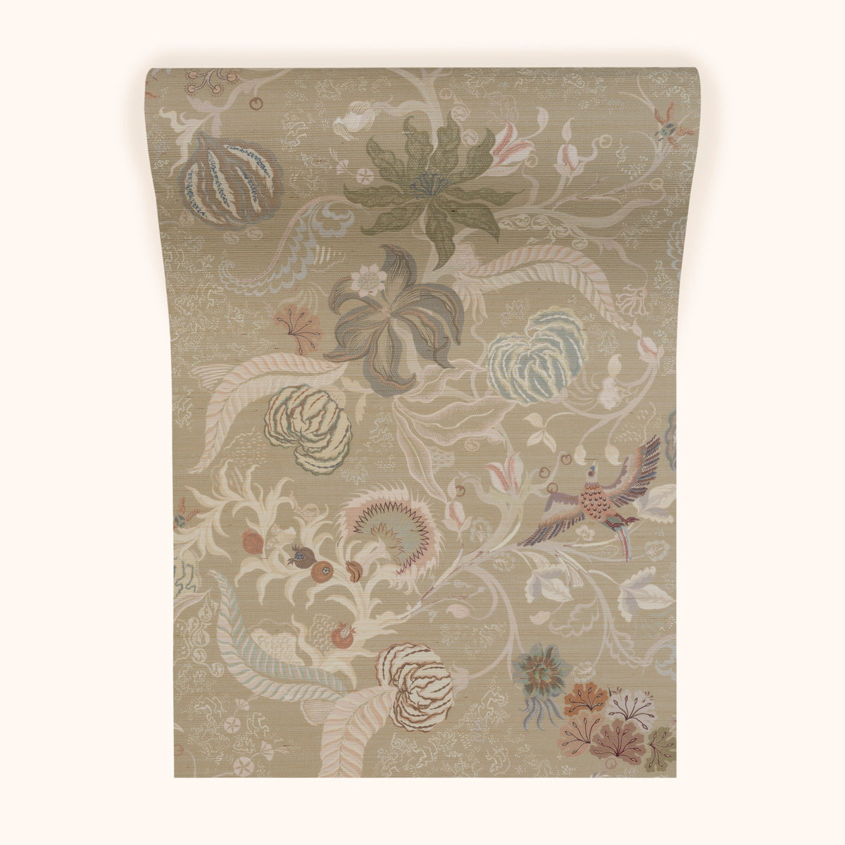 Chintz 21 Sepia Stone Grasscloth Wallpaper by Parker & Jules