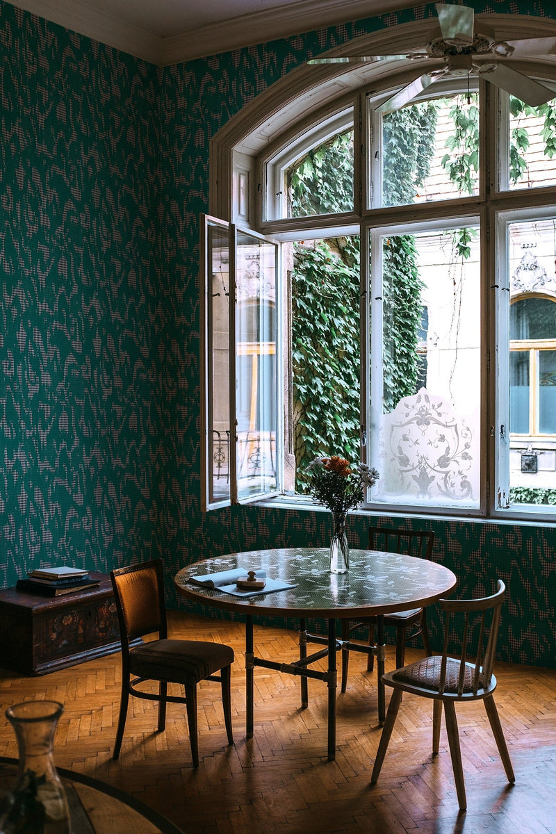 PL5001-5 Moire Screen Green Playful Layers Wallpaper by Tres Tintas