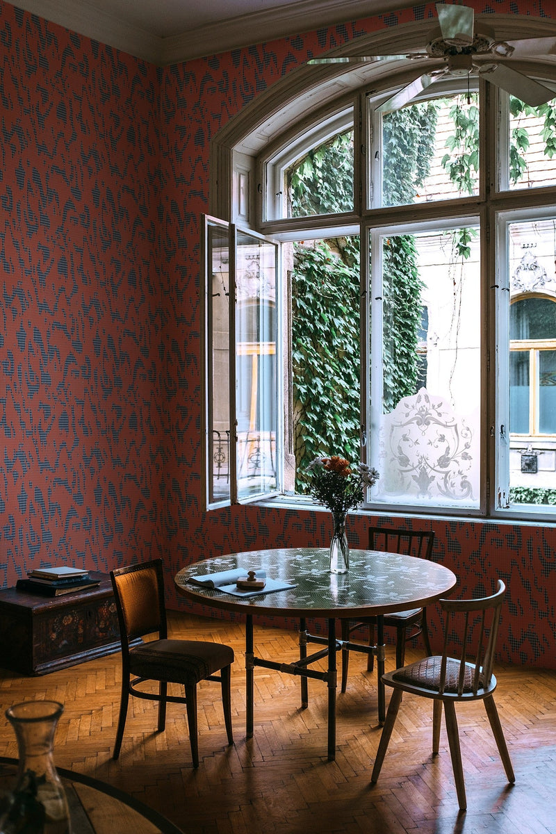 PL5001-6 Moire Screen Coral Playful Layers Wallpaper by Tres Tintas