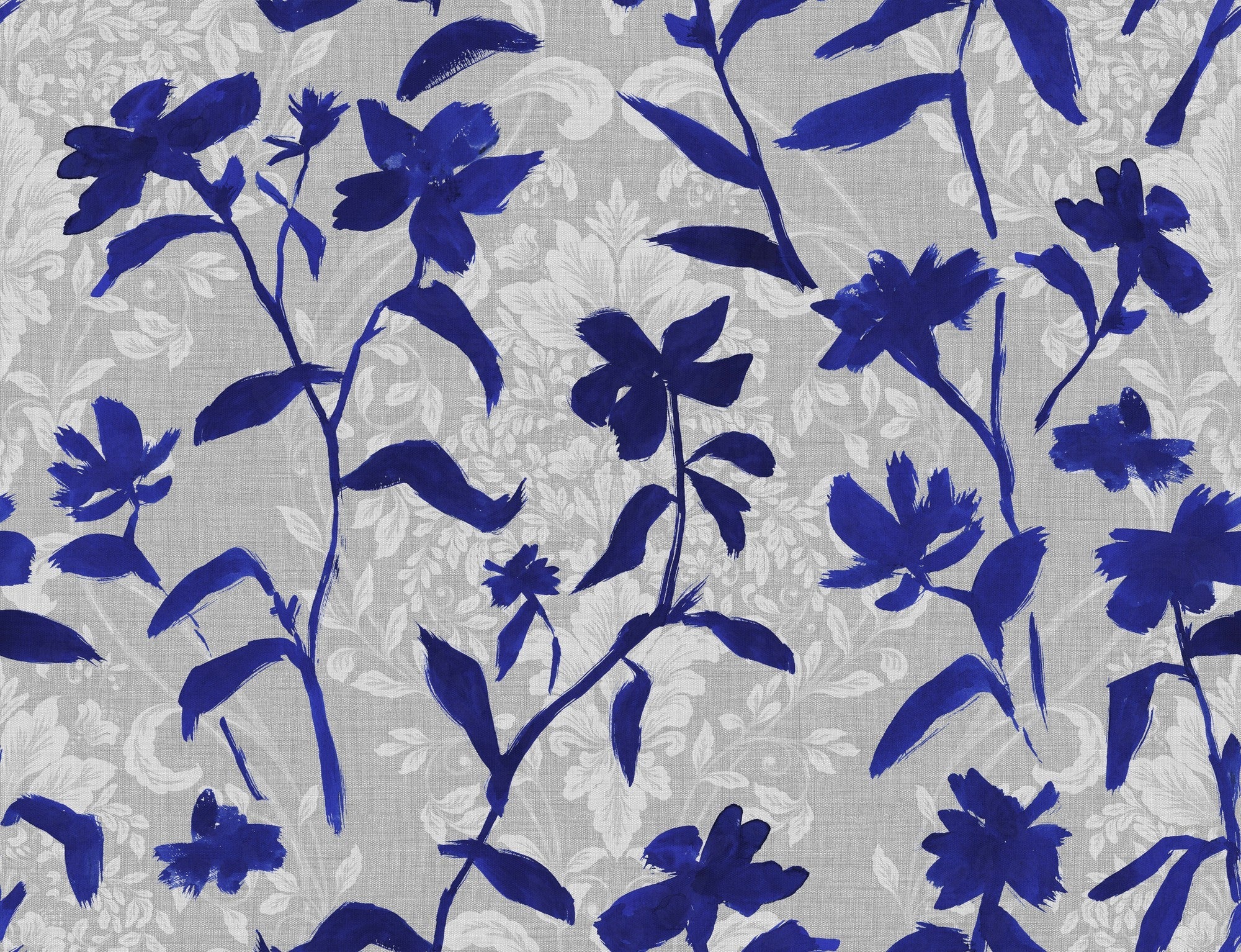 PL5002-2 Blooming Damask Blue Playful Layers Wallpaper by Tres Tintas