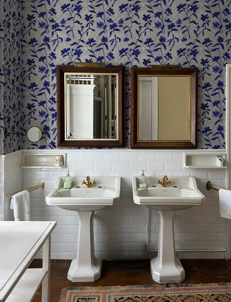 PL5002-2 Blooming Damask Blue Playful Layers Wallpaper by Tres Tintas