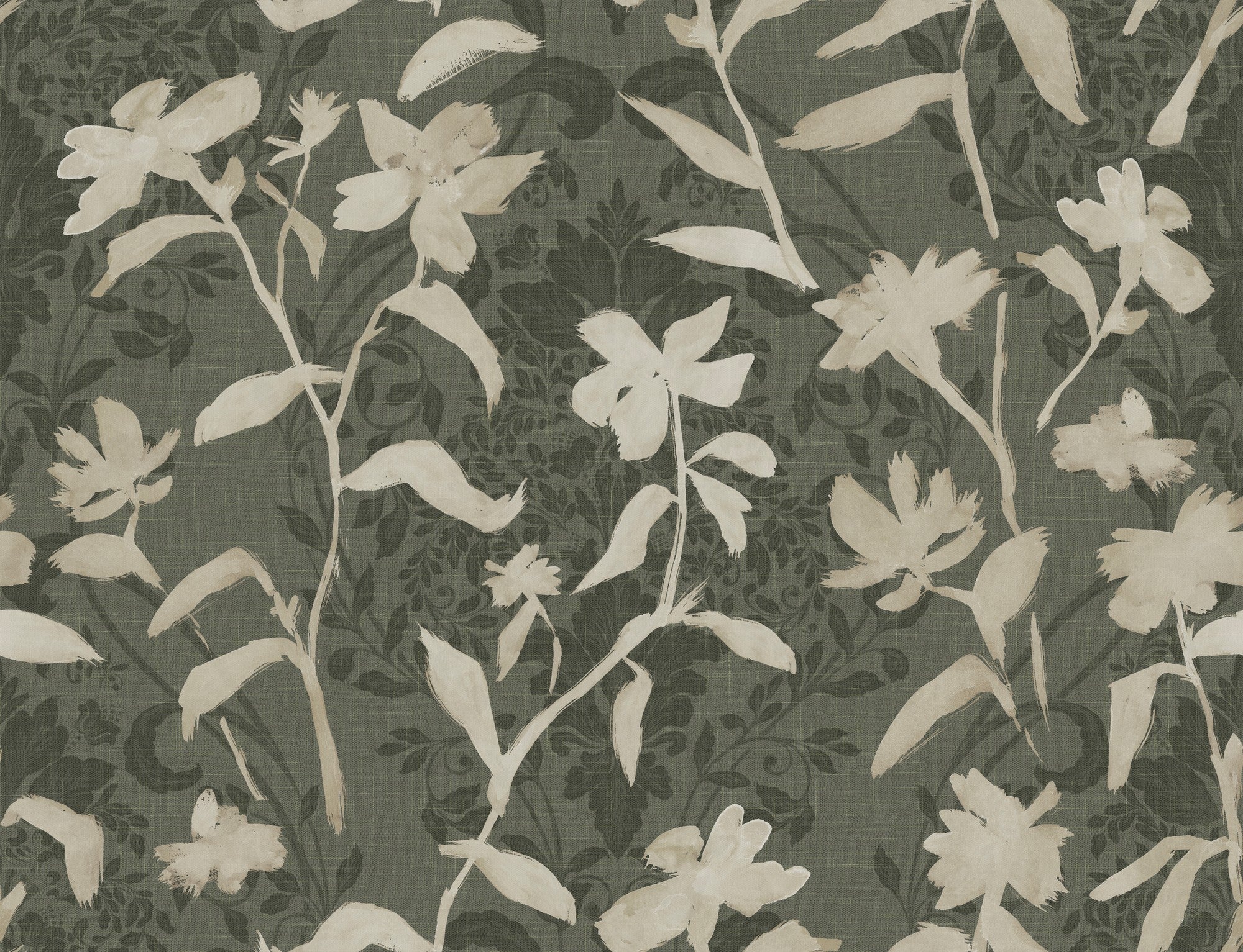 PL5002-3 Blooming Damask White Playful Layers Wallpaper by Tres Tintas