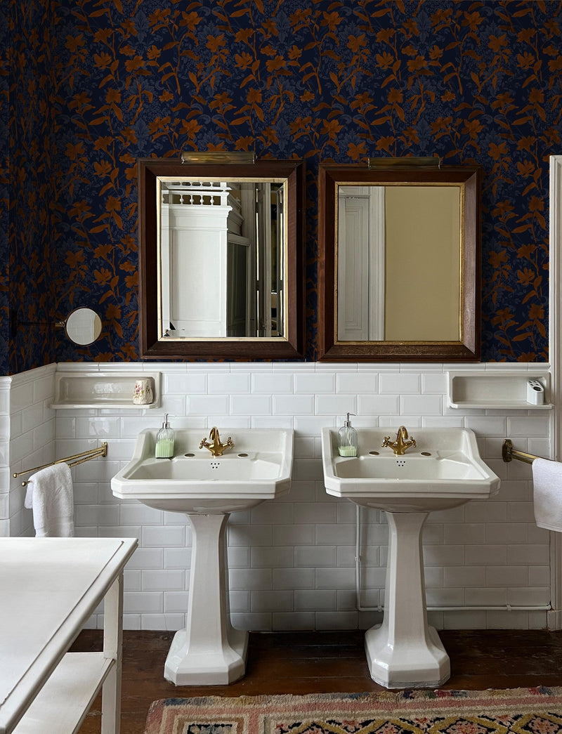 PL5002-5 Blooming Damask Tobacco Playful Layers Wallpaper by Tres Tintas