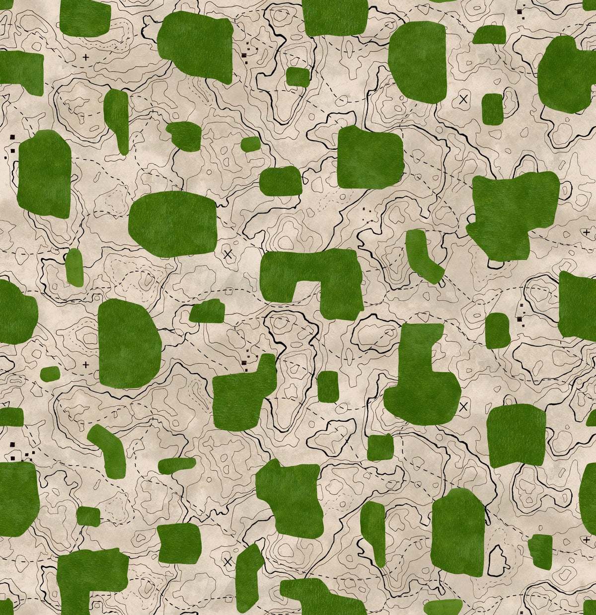Map Xylography Green Playful Layers Wallpaper by Tres Tintas