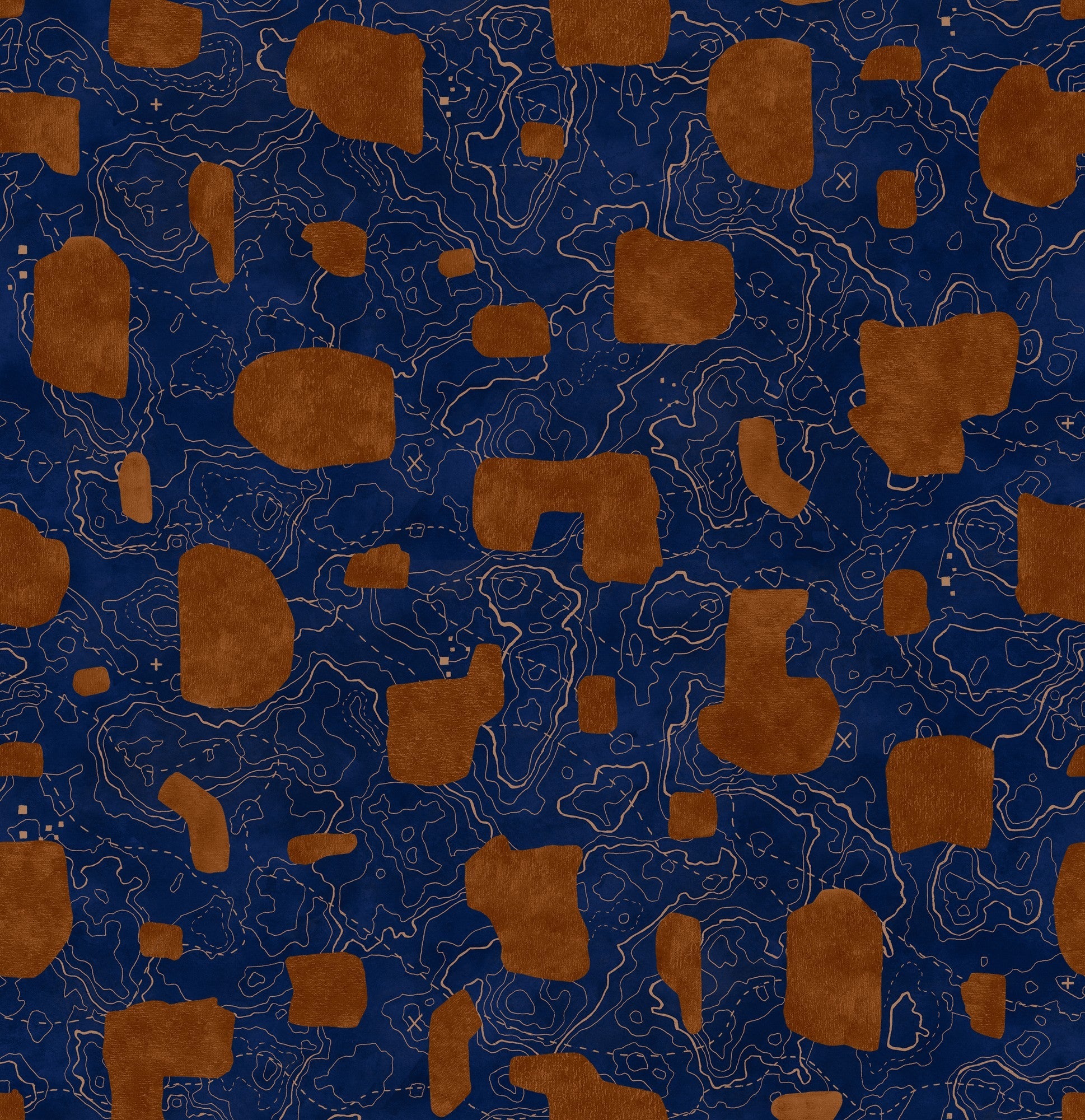 PL5003-5 Map Xylography Tobacco Playful Layers Wallpaper by Tres Tintas