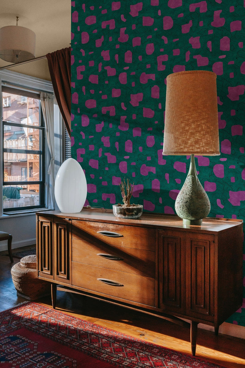 PL5003-6 Map Xylography Fuchsia Playful Layers Wallpaper by Tres Tintas