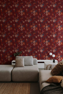 PL5004-1 Broken Poppies Red Playful Layers Wallpaper by Tres Tintas
