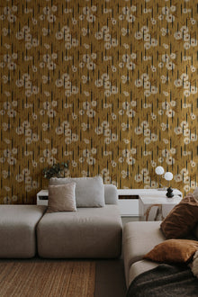 PL5004-3 Broken Poppies Ocher Playful Layers Wallpaper by Tres Tintas