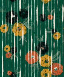 PL5004-5 Broken Poppies Green Playful Layers Wallpaper by Tres Tintas
