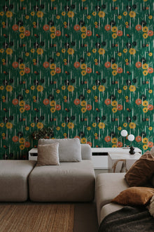 PL5004-5 Broken Poppies Green Playful Layers Wallpaper by Tres Tintas