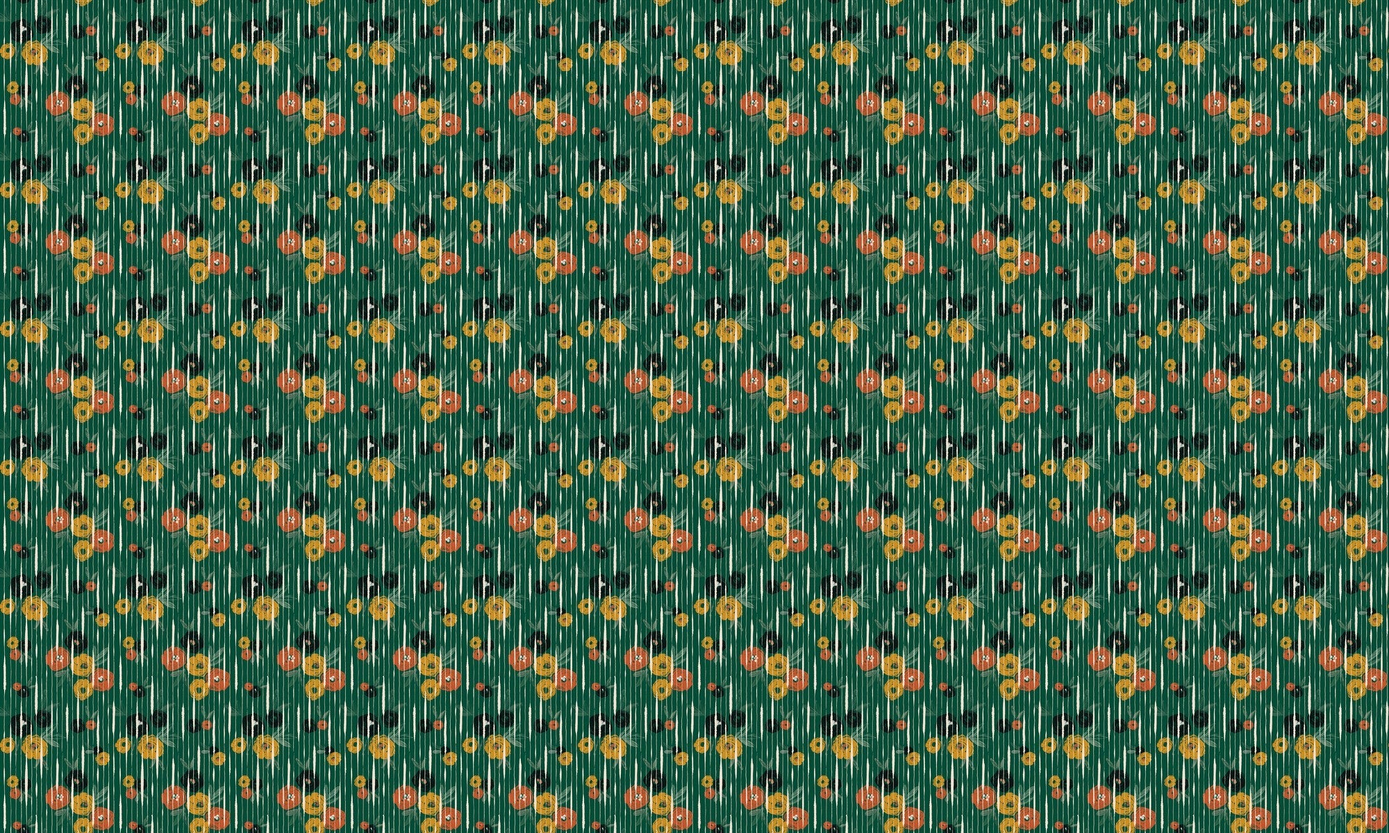 PL5004-5 Broken Poppies Green Playful Layers Wallpaper by Tres Tintas