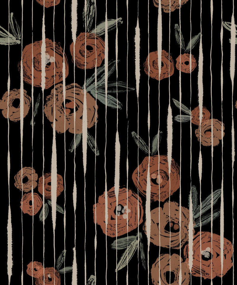 PL5004-6 Broken Poppies Black Playful Layers Wallpaper by Tres Tintas