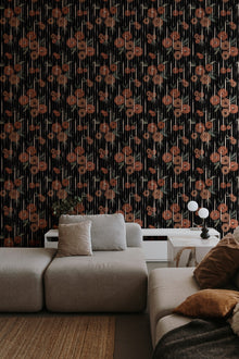 PL5004-6 Broken Poppies Black Playful Layers Wallpaper by Tres Tintas