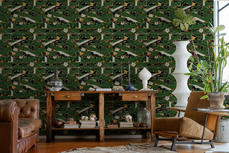 PL5005-1 Hidden Fruits Green Playful Layers Wallpaper by Tres Tintas