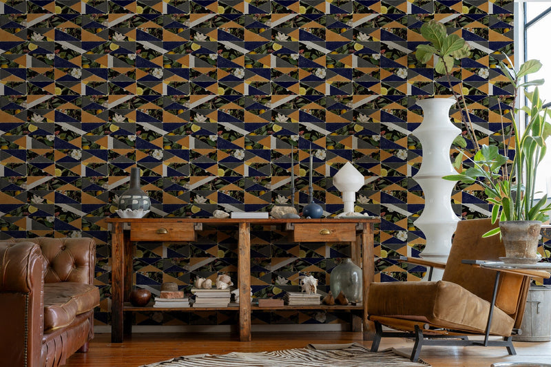 PL5005-2 Hidden Fruits Ocher Playful Layers Wallpaper by Tres Tintas
