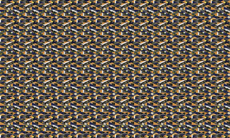 PL5005-2 Hidden Fruits Ocher Playful Layers Wallpaper by Tres Tintas