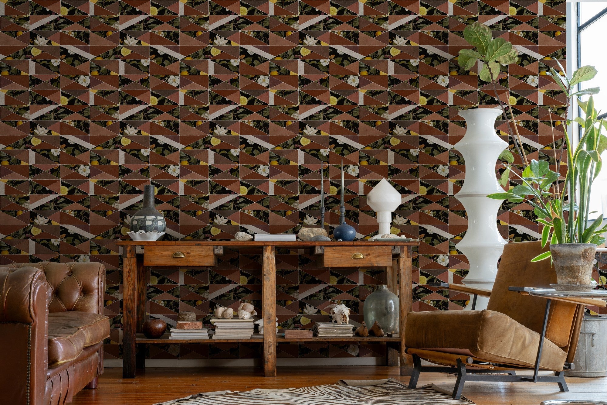 PL5005-3 Hidden Fruits Red Playful Layers Wallpaper by Tres Tintas