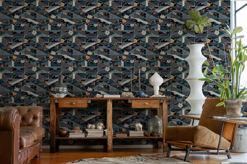 PL5005-4 Hidden Fruits Blue Playful Layers Wallpaper by Tres Tintas