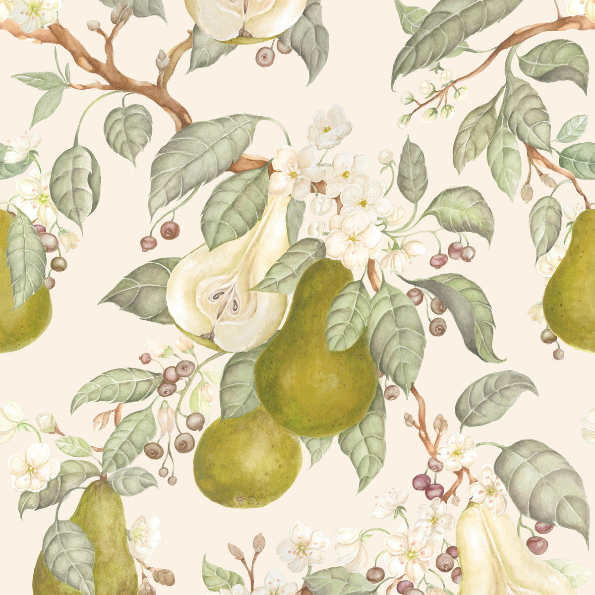 Pear Orchard Cream Wallpaper by Voyage Maison | PORCHAR/WPO/CRE