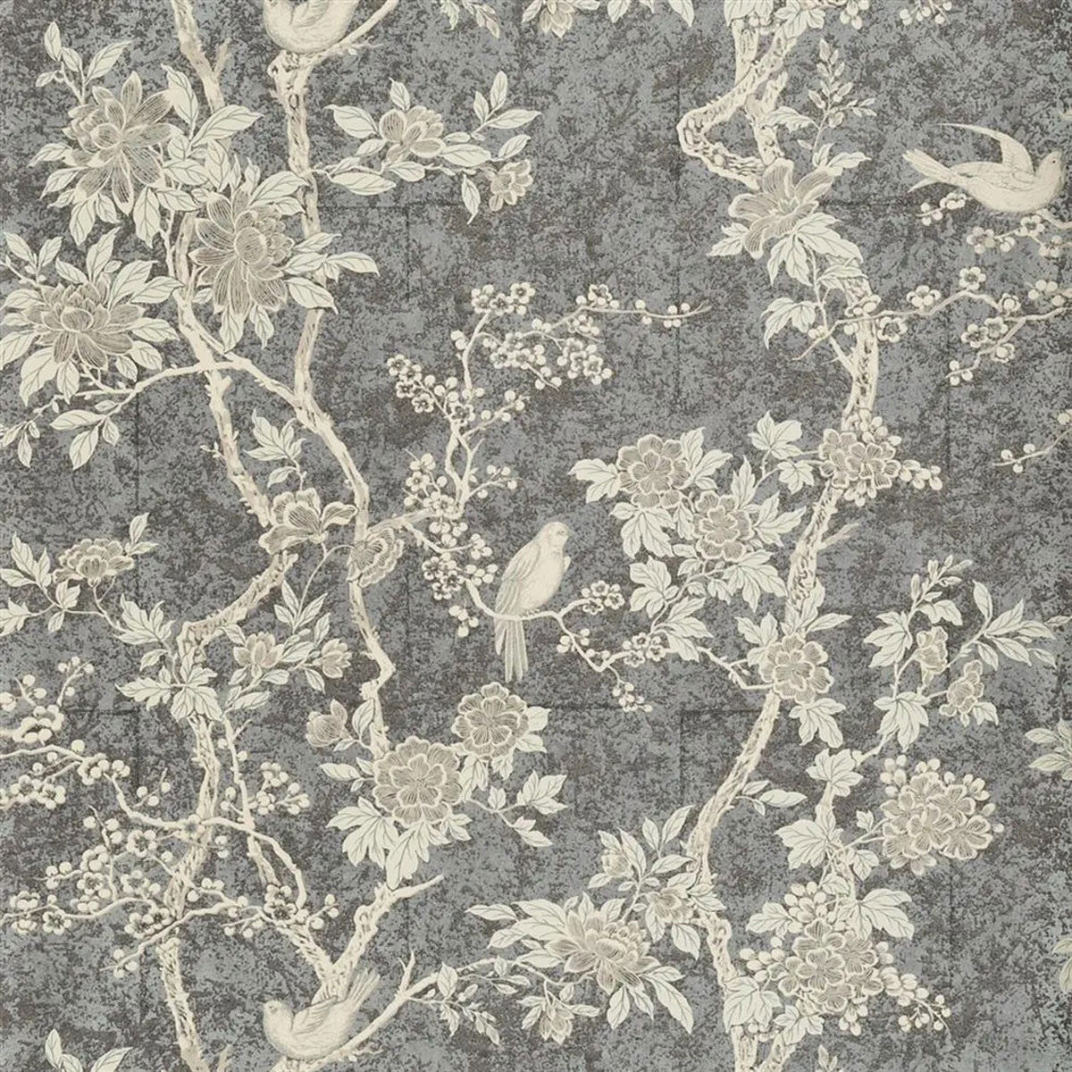 PRL048/09 Marlowe Floral Signature Papers IV Gunmetal Wallpaper by Ralph Lauren
