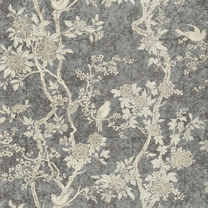 PRL048/09 Marlowe Floral Signature Papers IV Gunmetal Wallpaper by Ralph Lauren