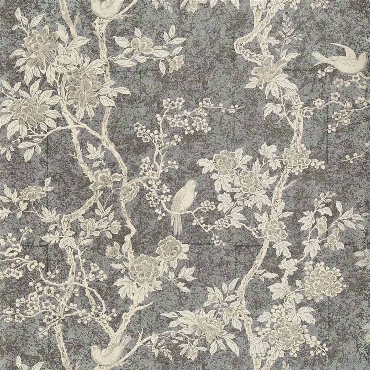 PRL048/09 Marlowe Floral Signature Century Club Gunmetal Wallpaper by Ralph Lauren