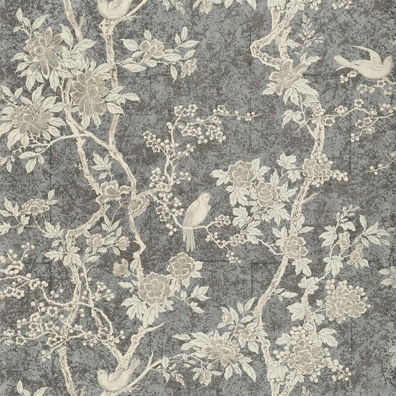 PRL048/09 Marlowe Floral Signature Century Club Gunmetal Wallpaper by Ralph Lauren