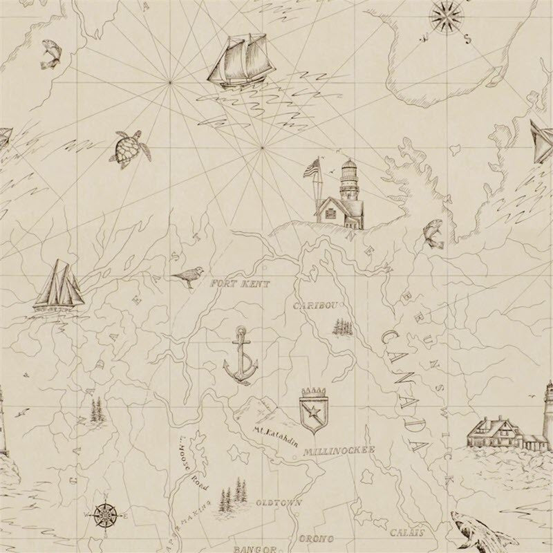 PRL5027/01 Searsport Map Signature Islesboro Wallpaper By Ralph Lauren