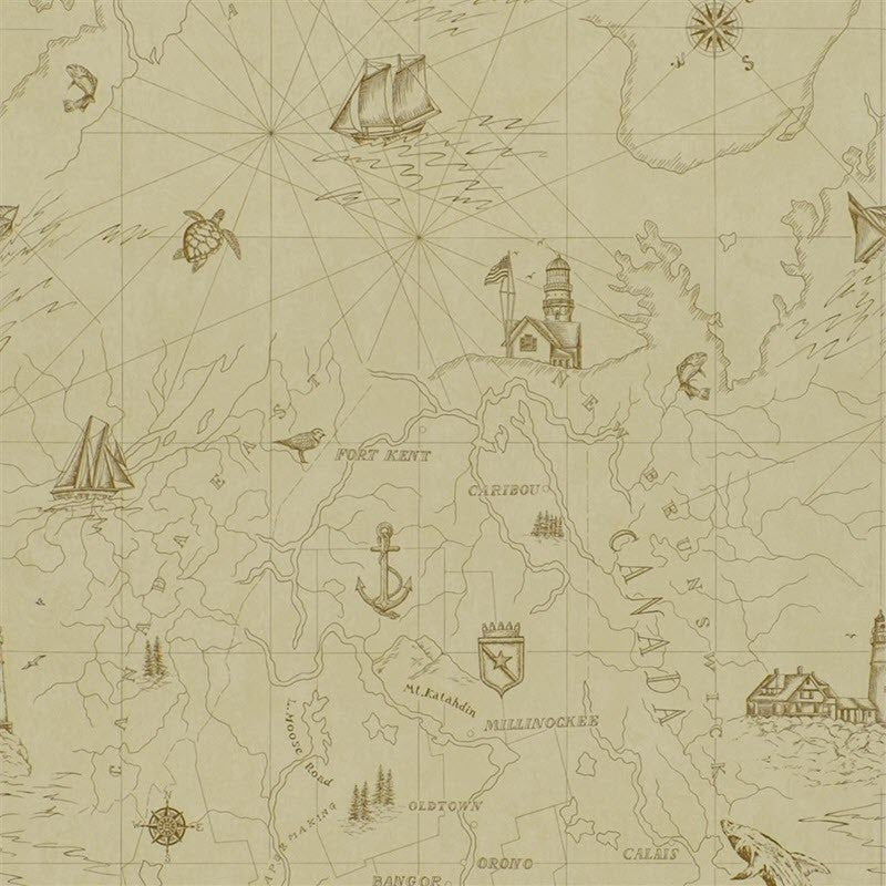 PRL5027/02 Searsport Map Signature Islesboro Wallpaper By Ralph Lauren