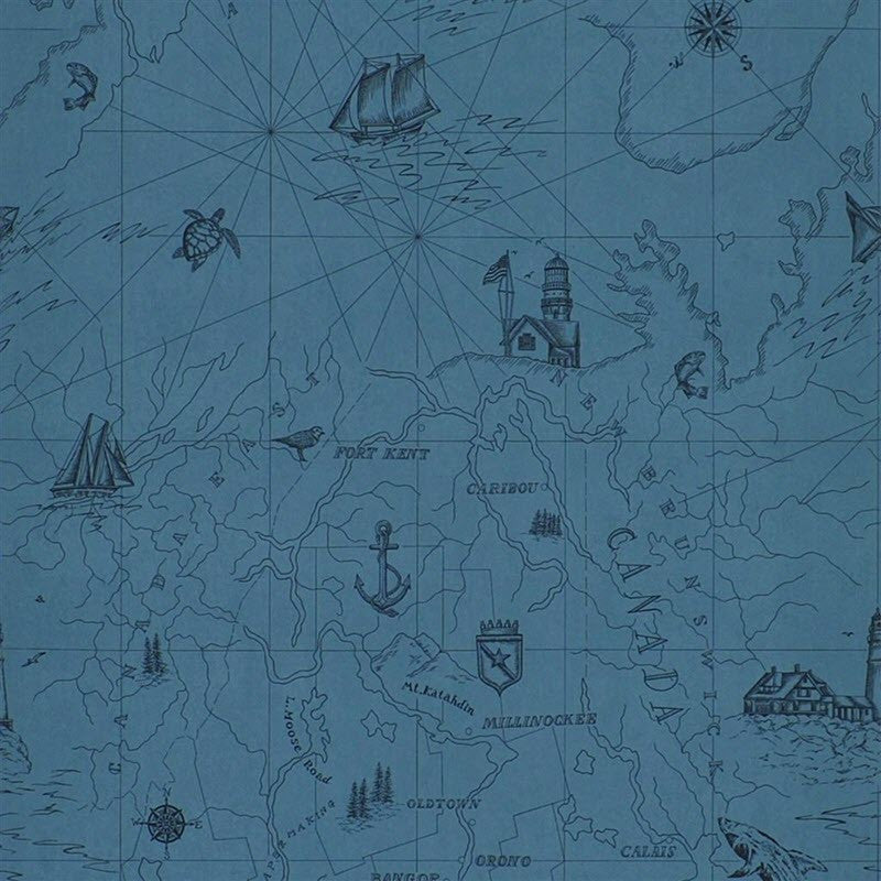 PRL5027/03 Searsport Map Signature Islesboro Wallpaper By Ralph Lauren