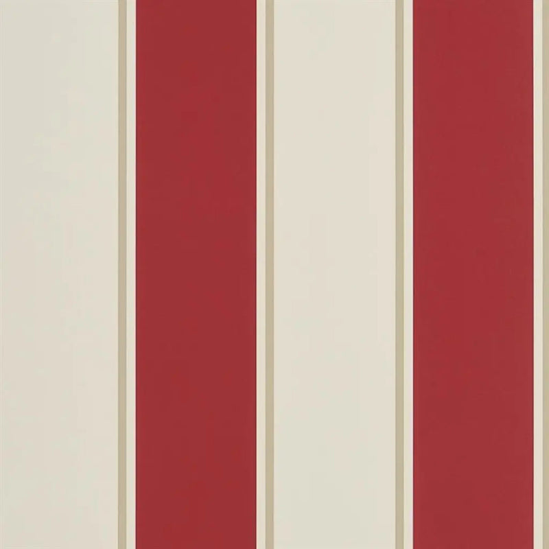 PRL703/08 Mapleton Stripe Signature Florals Vermilion Wallpaper by Ralph Lauren