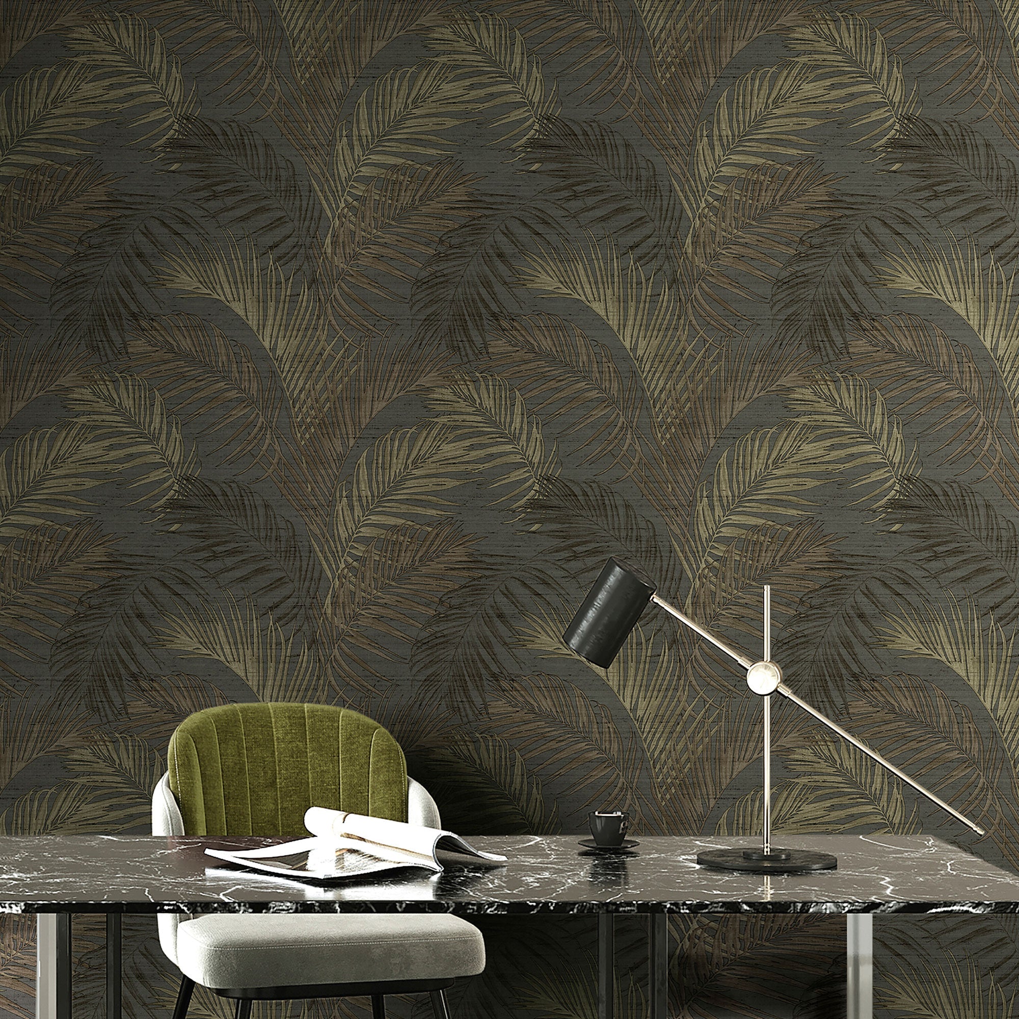 PS33319 Felce Tonale Black Wallpaper by Galerie