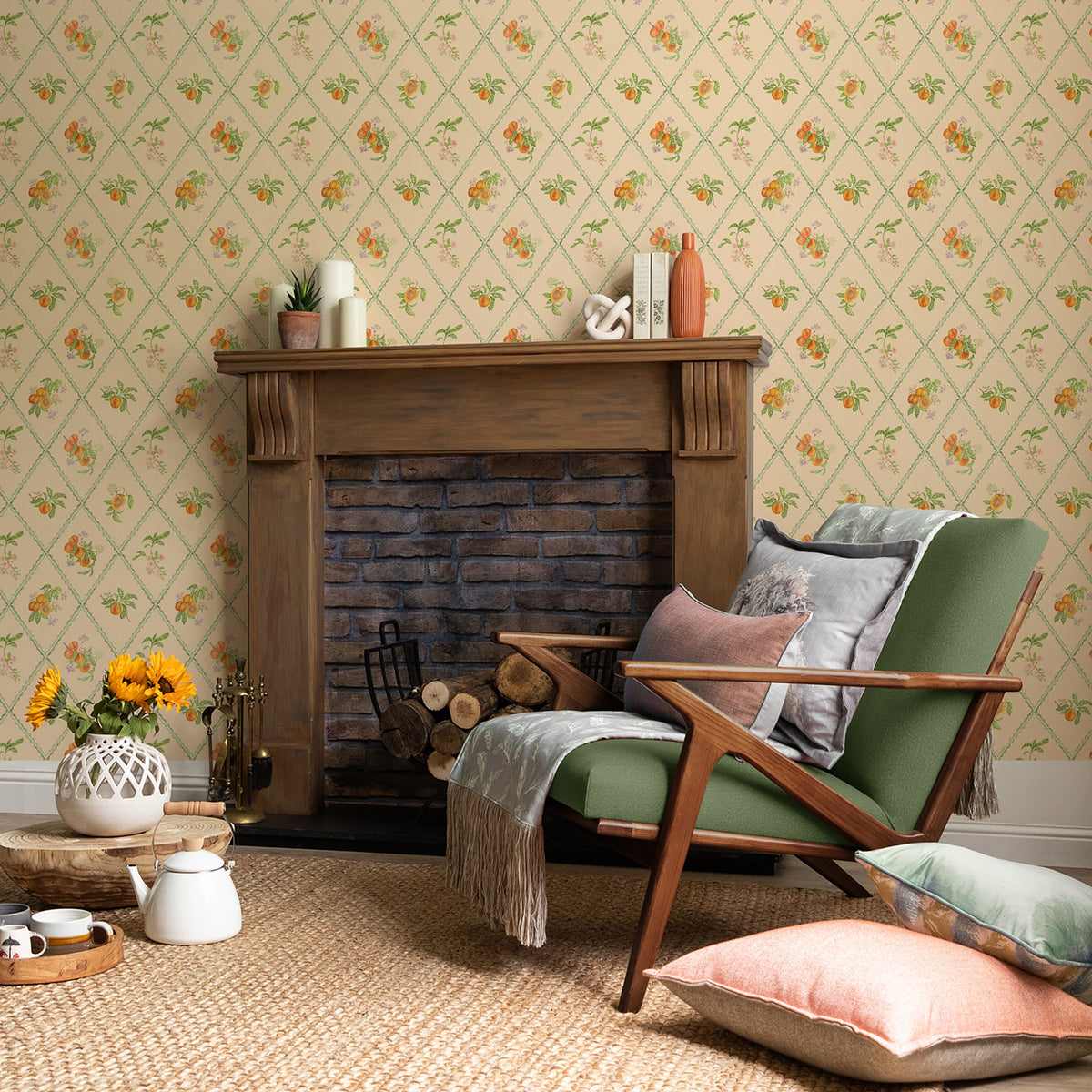 Peach Trellis Melba Wallpaper by Voyage Maison | PTRELLI/WPO/MEL