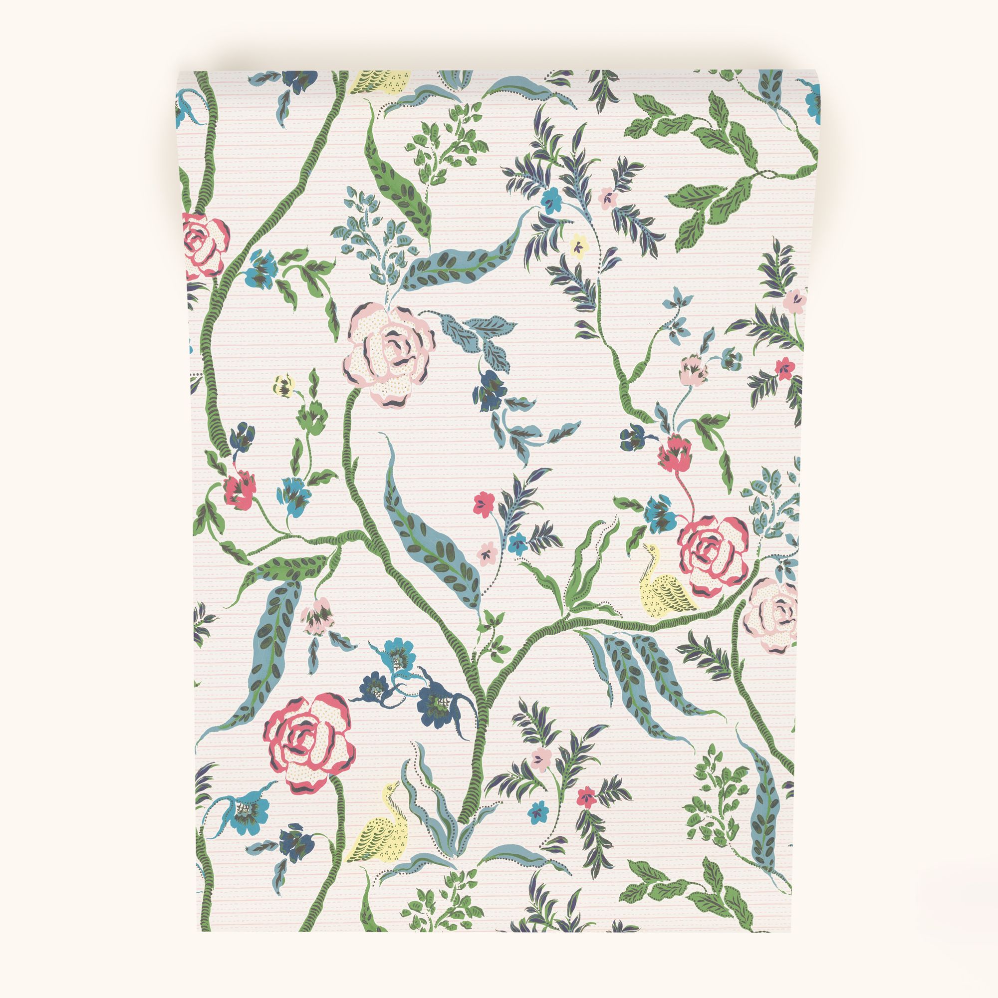 W-EV-CO-JR-24-70 Eversley Jade Rose Wallpaper by Parker & Jules