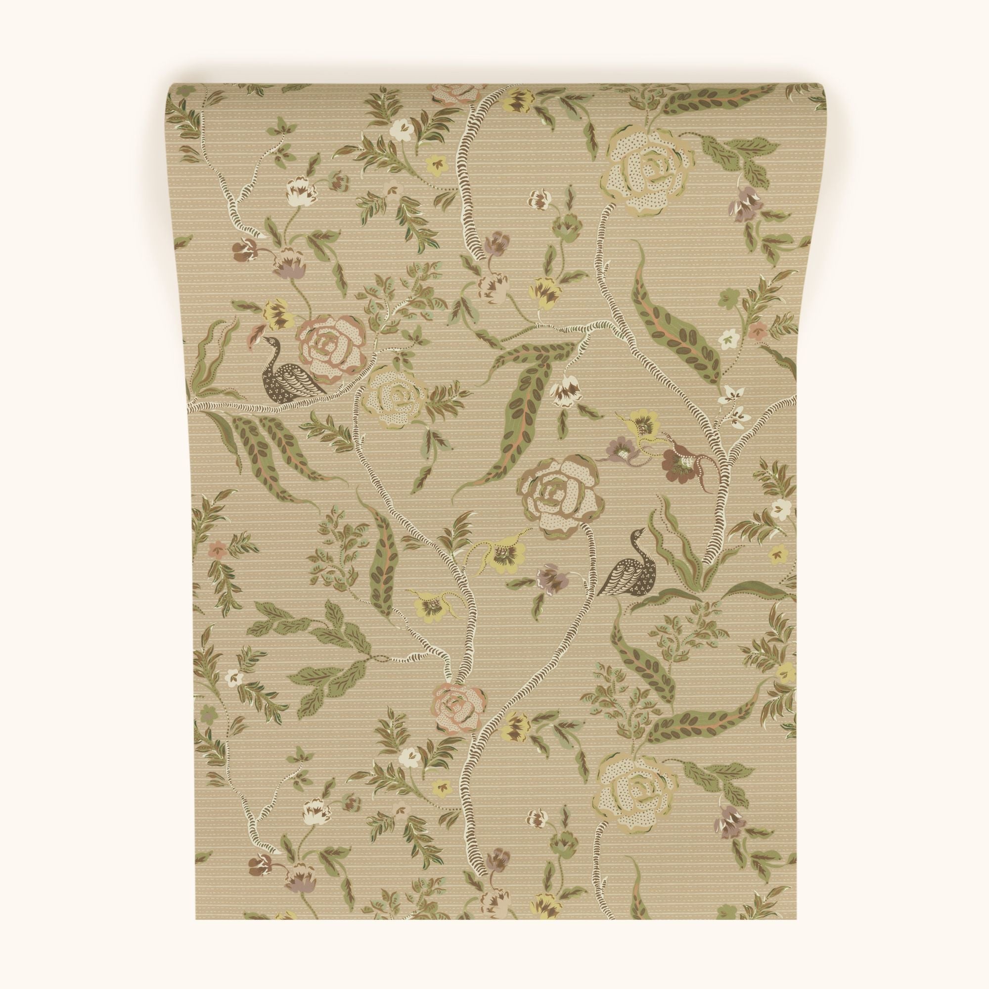W-EV-CO-CM-24-70 Eversley Coral Moss Wallpaper by Parker & Jules