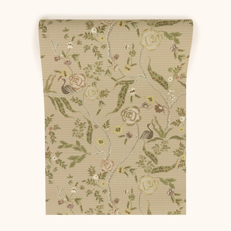 W-EV-CO-CM-24-70 Eversley Coral Moss Wallpaper by Parker & Jules