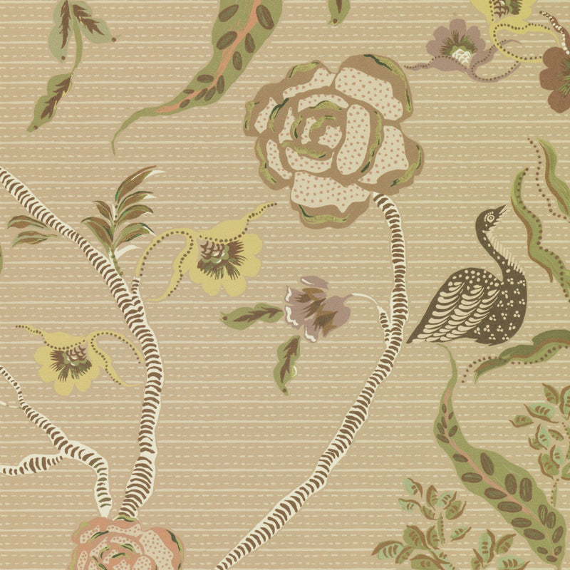 W-EV-CO-CM-24-70 Eversley Coral Moss Wallpaper by Parker & Jules
