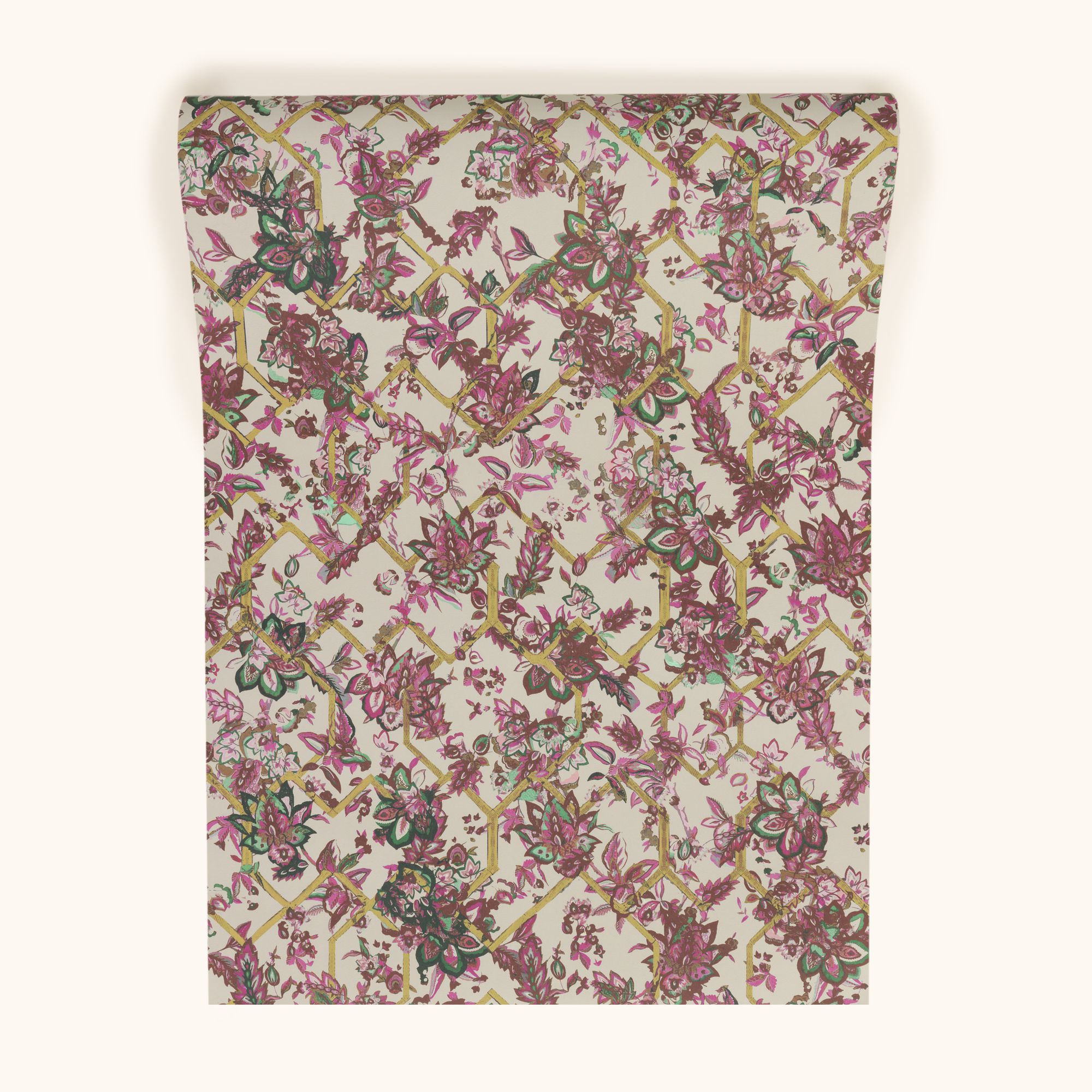 W-CT-MG-RS-24-85 Creeping Trellis Rose Saffron Wallpaper by Parker & Jules