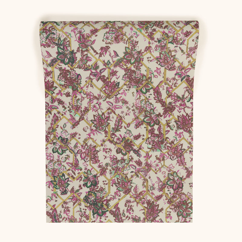 W-CT-MG-RS-24-85 Creeping Trellis Rose Saffron Wallpaper by Parker & Jules