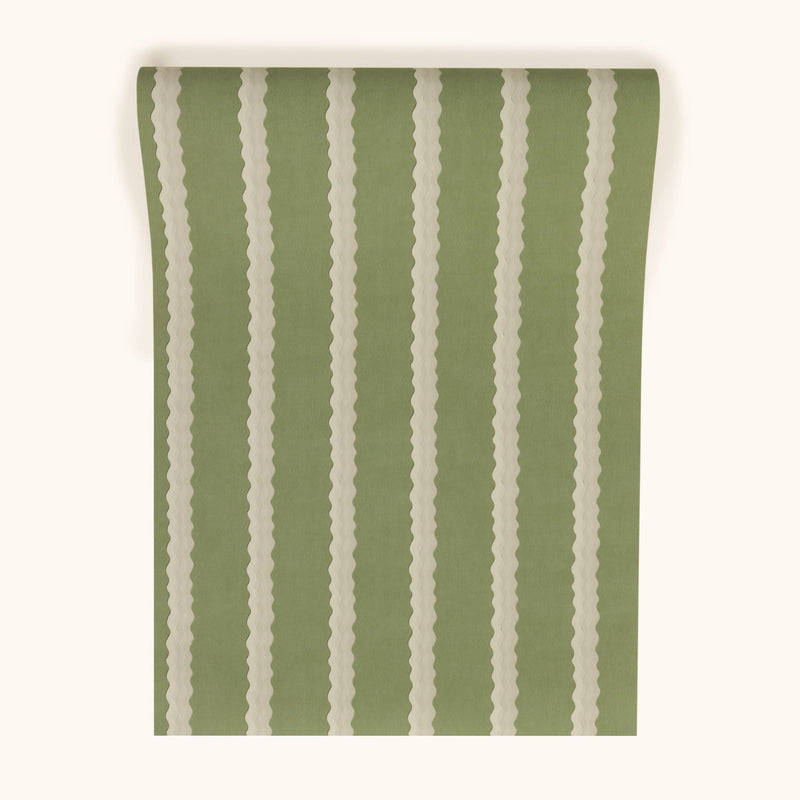 W-DSS-CO-SG-24-70 Double Scroll Stripe Spring Green Wallpaper by Parker & Jules